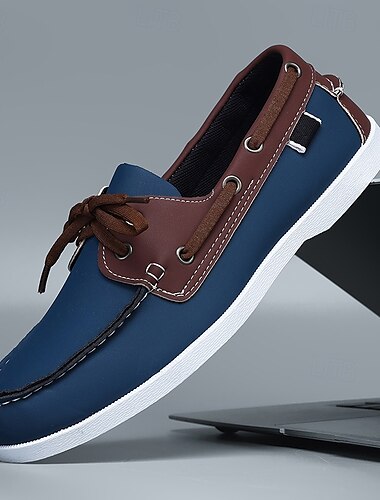  schwarz-weiße zweifarbige Bootsschuhe für Herren mit klassischem Schnürdesign, bequem und stilvoll, ideal für Strandausflüge, Freizeitkleidung und Sommerveranstaltungen