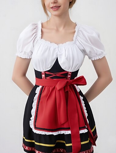  Karneval Pivo Oktoberfest Šaty Dámské šaty Trachtenkleader Oktoberfest / pivo Bavorský Wiesn Louky Dámské Tradiční Styl Tkanina Šaty Zástěra