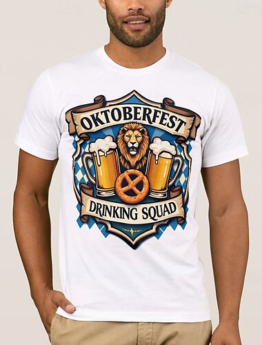  Oktoberfest Bier T-Shirt Bayerisch München Deutsch Grafik Für Herren Erwachsene Karneval Oktoberfestbier Heißprägen Party Alltagstauglich