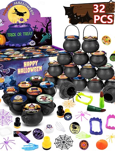  Giocattoli squishy mochi di Halloween con scatola regalo, mini giocattolo kawaii mochi, antistress, antiansia, confezioni per bambini, bomboniere, miniature di Halloween, sacchetti regalo per dolcetti