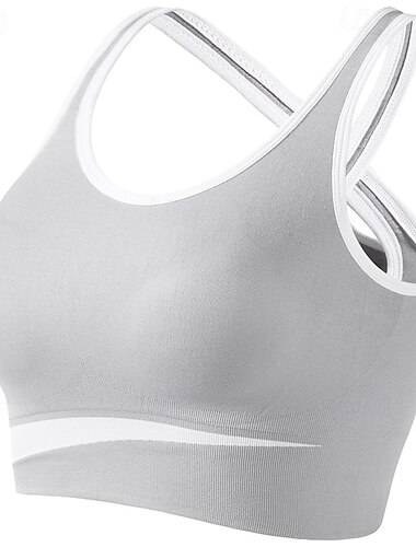  Damen Yoga-BH Sport-BH Pilates-BH BH-Top Push-Up Hosen nahtlos Antivibration Bürgellos Farbblock Sport Sportkleidung Schwarz Purpur Fitnessstudio Zumba Laufen