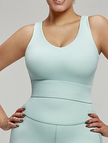  Damen Yoga-BH Panzer Pilates-BH Unterwäsche Hohe Stützen Atmungsaktiv schweißabsorbierend Bürgellos Mit Pads Einfarbig Sport Sportkleidung Weiß Blau Fitnessstudio Pilates Zumba