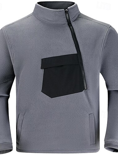  Per uomo Felpa con cappuccio e zip Felpa con zip Felpa con cappuccio in pile Tattico Nero Verde militare Grigio Colletto Mao Semplice Con zip Tasca Frontale Sport & Outdoor Casuale Quotidiano