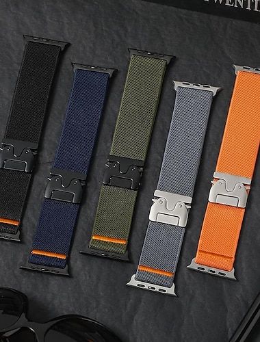  عصابة الرياضة متوافق مع Apple Watchband 38 مم 40 مم 41 مم 42 مم 44 مم 45 مم 49 مم جديلي مطاط مشبك معدني نايلون استبدال حزام الساعة إلى iwatch Ultra 2 Series 9 8 7 SE 6 5 4 3 2 1 iwatch Ultra 2 iwatch