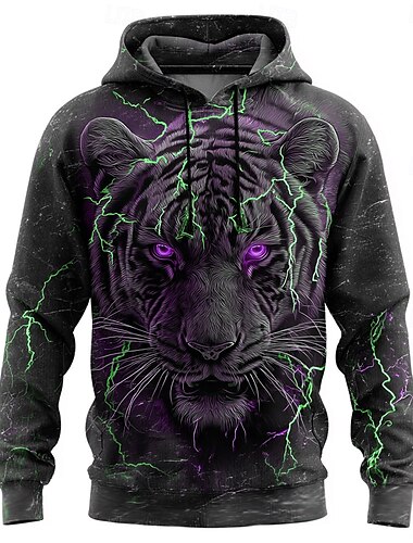  Herren Tiermotiv Kapuzenshirts Pullover Oberbekleidung Sweatshirt mit Kapuze Rundhalsausschnitt Cool 3D-Druck Club Streetwear Gelb Blau Kordelzug Grafik Herbst Winter Designer