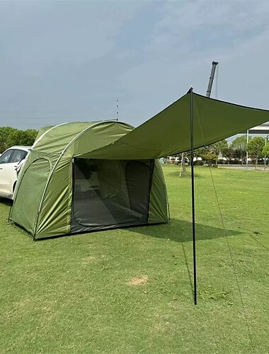  ファミリーキャンプ用後部RV拡張テント、車後部テント0、メッシュキャノピー付き、フロントホール後部テント