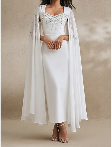  Meerjungfrauenschnitt Quinceanera-Kleider Elegant Kleid Formell Hochzeit Knöchellänge Langarm Quadrathals Chiffon mit Perlenstickerei 2025