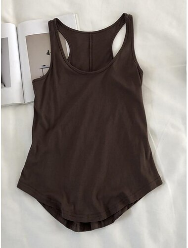  Damen Camisole-Tanktop Einfarbig Täglich Stilvoll Lässig Ärmellos Rundausschnitt Normale Oberteile Täglich Rückenfrei Schwarz Leicht Braun Braun Sommer