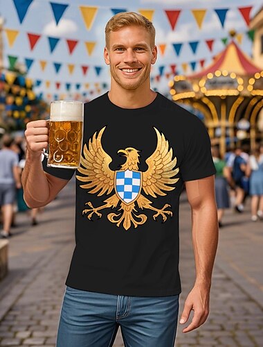  Oktoberfest Eagle Koszulkowy Koszulka Lederhosen Match bawarski Monachium Niemiecki Graficzny Na Męskie Dla dorosłych Karnawał Piwo Oktoberfest Druk 3D Impreza