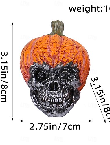  Halloween-kallohartsihahmo kurpitsahatilla, aavemainen pääluurankokoriste kummitustaloon, kauhuhuoneeseen, pöytälevylle &juhlakoristeet