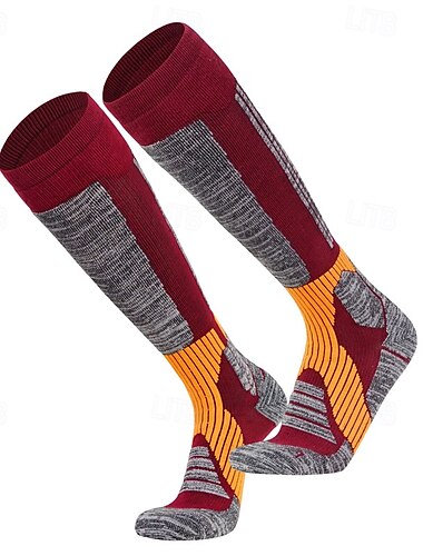  1 Paar Herren Damen Socken aus Merinowolle laufsocken Thermowarm Atmungsaktiv Anti Blister Dicht Außen Über der Wade Patchwork Merino Wolle Gelb Rot Grün für Ski / Snowboard Laufen Camping / Wandern