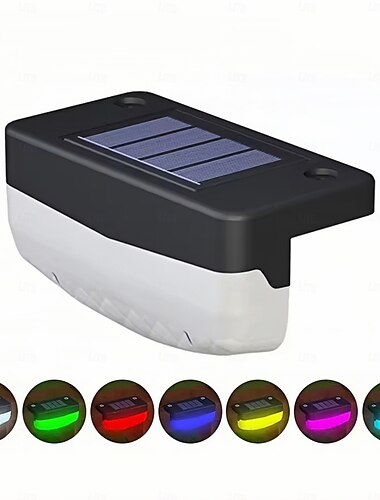  rgb led ηλιακό φως καταστρώματος εξωτερικού χώρου αδιάβροχο φωτιστικό σκαλοπατιών κήπου, σκάλες, κιγκλίδωμα, αυλή, διακόσμηση φράχτη, κρύο/ζεστό λευκό 1 τεμ.