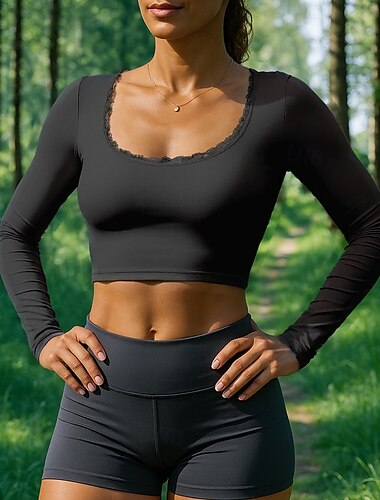  Damen Laufoberteil Laufshirt Schlank Langarm T-Shirt Schnelltrocknend Leicht Atmungsaktiv Tennis Golfspiel Laufen Sportbekleidung Sportkleidung Einfarbig Schwarz Rosa Blau