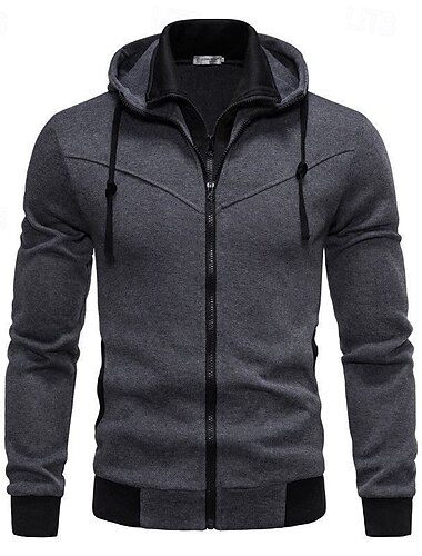 Herren Kapuzensweatshirt Vollreißverschluss-Kapuzensweatshirt Schwarz Rote Hellgrau Dunkelgray Mit Kapuze Einfach Tasche Sport & Outdoor Täglich Ferien Polyester Streetwear Basic Lässig Frühling