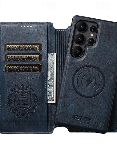  telefon Etui Til Samsung Galaxy S22 Ultra S21 Ultra Tegnebogskortetui Magnetisk Understøtter trådløs opladning Kortplads Kontor / Business TPU PU Læder