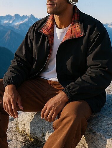  Herren Outdoorjacke Wanderjacke Außen Sonnenschutz Atmungsaktiv Schnelltrocknend Leicht Wanderoutfits Wanderbekleidung Frühling Herbst Jacke Tennis Golfspiel Laufen Einfarbig Hellgelb Schwarz