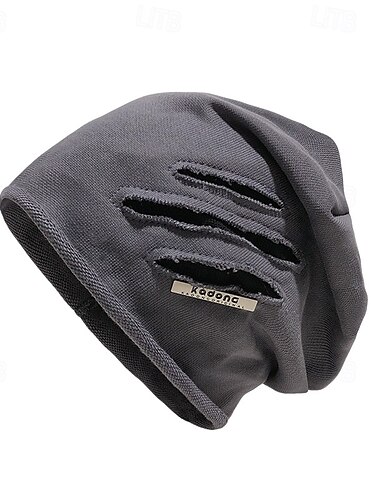  Hombre Unisexo Sombrero de Beanie Sombreros de invierno Gorro de invierno Negro Marrón Algodón rasgado Casual Acogedor Ropa Cotidiana Noche Color sólido/liso Templado
