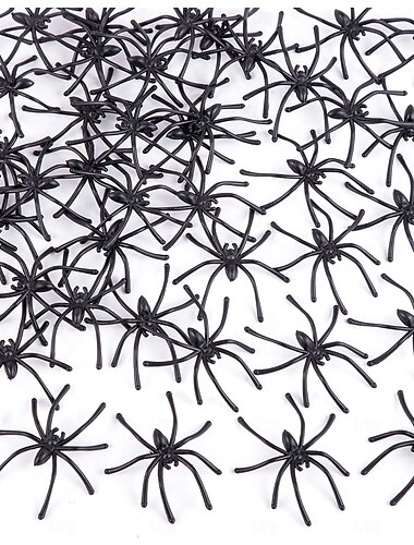  100 sztuk realistycznych pająków na Halloween, czarne plastikowe małe zabawki pająki, sztuczne pająki, rekwizyty do żartów na Halloween, dekoracje domu i imprezy