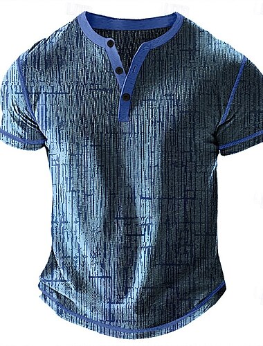  Herren Geometrisch Henley Hemd Waffel-T-Shirt Kurzarm Täglich Retro Vintage Klassisch Sport im Freien Lässig Ferien Sommer Frühling & Sommer Weiß Blau Grün Violett Braun Henley Henley T-Shirt