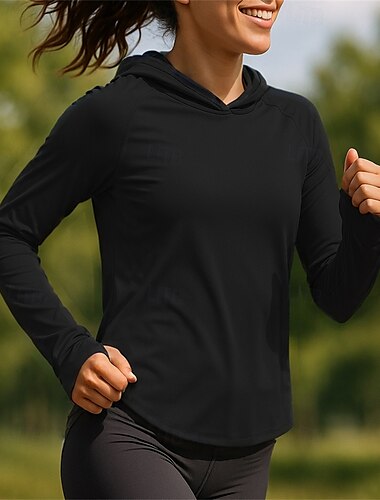  Damen Laufshirt Tennis Shirt Langarm T-Shirt Sonnenschutz Leicht UV-Kühlung Tennis Golfspiel Laufen Sportbekleidung Sportkleidung Einfarbig Schwarz Weiß Rosa