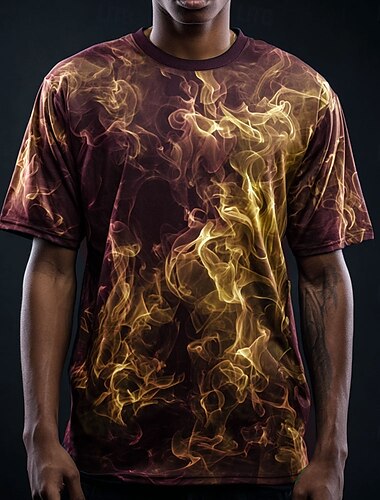  Halloween Herren Rauch T Shirt Kurzarm T-Shirt 3D-Druck Rundhalsausschnitt Hemd Gotisch Straße Lässig Täglich Gelb Rote Purpur Sommer Frühling Ganzjahres Bekleidung S M L XL XXL XXXL