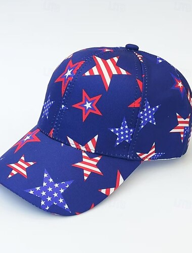  Herr Unisex Basebollkeps Solhatt Trucker Hat Vit Rubinrött Polyester Justerbara Mode Självständighetsdagen Festival Grafisk Amerikanska flaggan Solskyddskräm Bekväm Ledigt / vardag