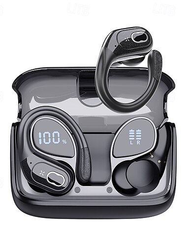  Auricolari wireless 75 ore Bluetooth 5.4 cuffie sportive 2025 auricolari Bluetooth stereo bassi profondi sopra l'orecchio con ganci auricolari e microfono con cancellazione del rumore auricolari