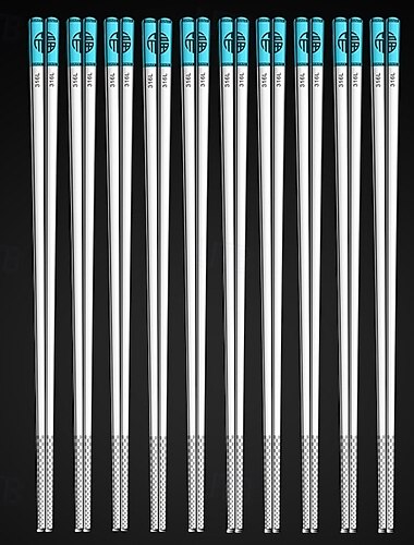  10 Paar wiederverwendbare Essstäbchen, wiederverwendbare Essstäbchen aus Metall, spülmaschinenfest, mehrfarbig, quadratisch, rutschfest, Lasergravurmuster, chinesische Essstäbchen, Geschenkset