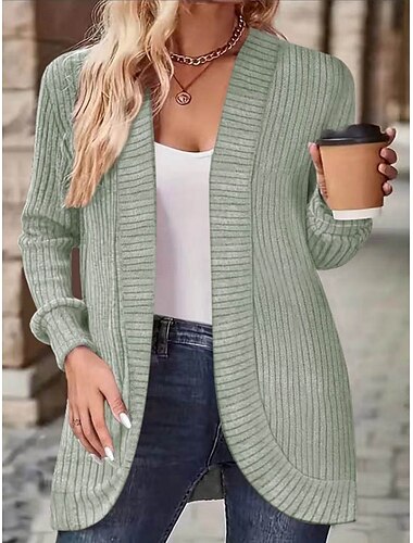  Damen Freizeitjacke Atmungsaktiv Bequem Patchwork Mode Lässig Einfach Urlaub Straße Lässig Alltagskleidung Offene Vorderseite Regulär Kragenlos Normale Passform Langarm Oberbekleidung Schwarz Grün