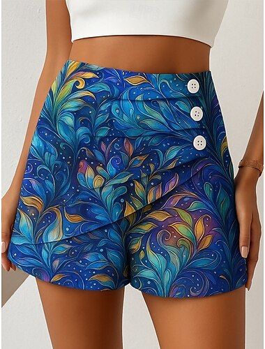  Damen Chinos Shorts Elegant Urlaub Vintage Kurz Hohe Taille Grafik Schmetterling Abstrakt Geschichtet Schnelltrocknend Bequem Atmungsaktiv Mikroelastisch Outdoor Straße Täglich Blau Grün Beige Sommer