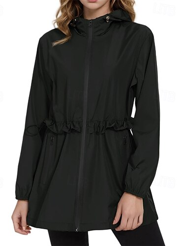  Damen Wanderjacke Regenjacke Regenmantel Außen Wasserdicht Winddicht Wanderoutfits Wanderbekleidung Frühling Herbst Oberteil Baumwolle Camping / Wandern / Höhlenforschung Laufen Einfarbig Schwarz