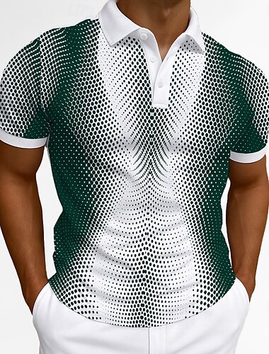  Herren Geometrisch Polo Kurze Ärmel Revers Alltagstauglich Modern Sport & Outdoor Athleisure Alltagstauglich Knöpfe Sommer Rubinrot Schwarz Grün