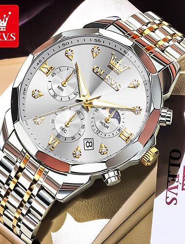  olevs 3670 zegarek męski wielofunkcyjny chronograf kwarcowy zegarek wodoodporny zegarek z fazami księżyca