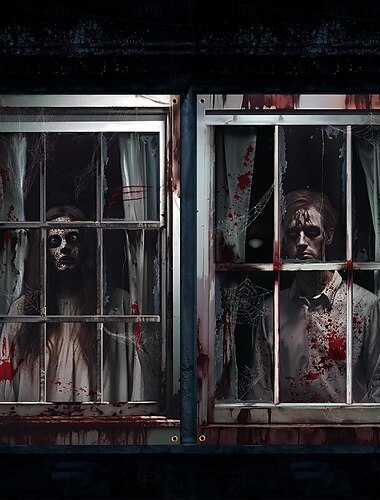  2 τεμάχια διακοσμητικά παραθύρου για το Halloween - τρομακτικά &σιλουέτες κρανίων διακόσμηση πάρτι εσωτερικού/εξωτερικού χώρου χωρίς ρεύμα διακοσμήσεις για το Halloween