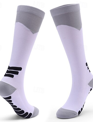  1 Paar Damen Kompressionsstrümpfe Wandersocken laufsocken Skisocken Atmungsaktiv Anti Blister Kompression Schweißableitend Außen Über der Wade Patchwork Nylon Schwarz Weiß Rot für Ski / Snowboard