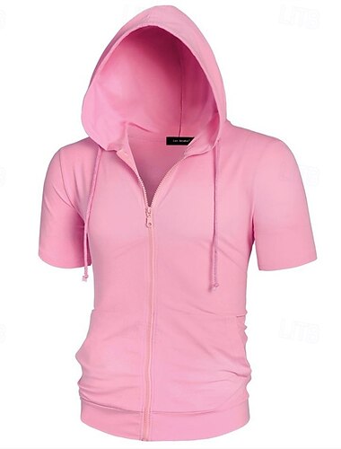  Herren Kapuzensweatshirt Vollreißverschluss-Kapuzensweatshirt Schwarz Rosa Dunkelgray Grau Mit Kapuze Einfach Reißverschluss Tasche Sport & Outdoor Täglich Ferien Polyester Streetwear Basic Lässig