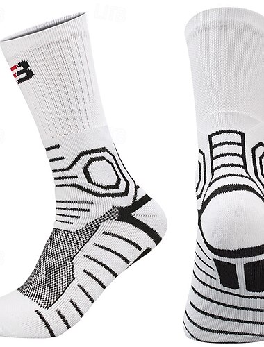  1 Paar Herren Wandersocken Sportsocken Atmungsaktiv Anti-Blasen Schweißableitend Gepolstert Outdoor Quarter Crew Patchwork Baumwolle Schwarz Weiß Gelb zum Laufen