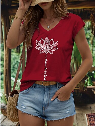  Damen-Camisole-Tanktop mit Blumenmuster, Grafik, Buchstaben, Vintage, stilvoll, klassisch, ärmellos, kurze Ärmel, V-Ausschnitt, normale Oberteile, Alltagskleidung, Urlaub, Druck, Schwarz, Weiß, Gelb,