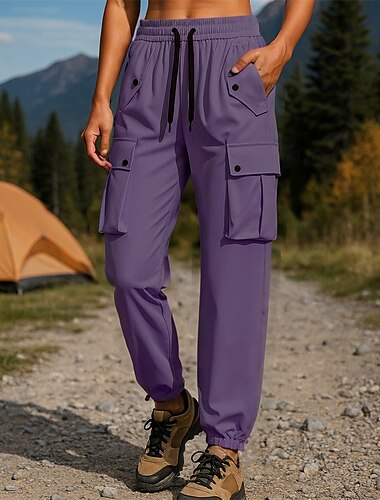  Women's Cargo Pants Hiking Pants Trousers hiking trousers Outdoor Regular Fit Breathable Quick Dry Lightweight Pants / Trousers Elastic Waist Black Ivory Camping / Hiking Golf Running S M L XL XXL