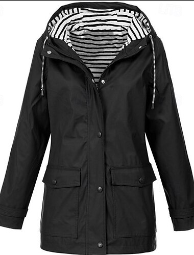 Damen Kapuzenjacke Bequem Atmungsaktiv Reißverschluss Tasche Lässig Einfach Outdoor Urlaub Straße Lässig Reisverschluss Regulär Mit Kapuze Normale Passform Langarm Oberbekleidung Schwarz Weiß Gelb