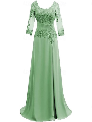  A-Linie Brautmutterkleid Elegant Einfach Rundhalsausschnitt Bodenlang Spitze Halbarm mit Spitze 2025