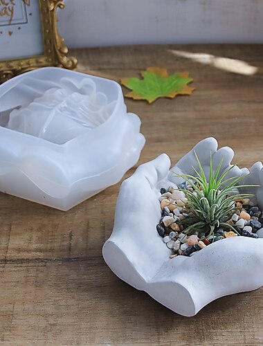  Moldes decorativos de fundición de resina de silicona: diseño único de agarre de mano de forma irregular para decoraciones de manualidades de bricolaje creativas y proyectos de arte: moldes