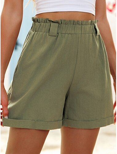  Damen Chinos Shorts Urlaub Mode Basic Kurz Hohe Taille Einfach Tasche Kordelzug Komfort Außenbereich Mikroelastisch Urlaub Straße Täglich Armee-Grün Gelb Himmelblau Dunkelblau Sommer Normale Passform