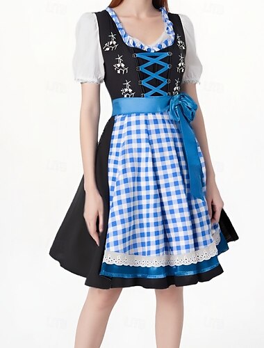  Karneval Oktoberfestbier Kostüm Kleid Dirndl Dienstmädchen Bayerisch Wiesn Damen Party Bier Festival Stoff im traditionellen Stil