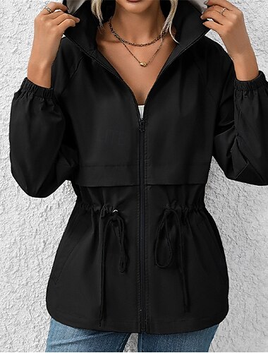  Damen Wanderjacke Regenjacke Regenmantel Außen Wasserdicht Winddicht Wanderoutfits Wanderbekleidung Frühling Herbst Oberteil Baumwolle Camping / Wandern / Höhlenforschung Laufen Einfarbig Schwarz