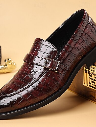  Herren-Loafer aus dunkelbraunem Kunstleder mit Krokodilmuster – Business-Casual-Schuhe zum Hineinschlüpfen fürs Büro und Dinnerpartys