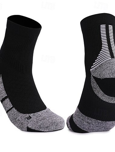  1 Paar Damen laufsocken Atmungsaktiv Schnelltrocknend Antibakteriell gepolstert Außen Viertelbesatzung Patchwork Polyester Violett Schwarz Weiß für Ski / Snowboard Laufen Camping / Wandern