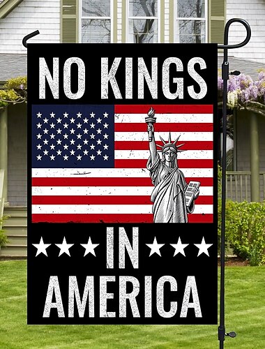  Bandera de jardín de protesta "No Kings", de 30 x 45 cm, ideal para exteriores, fiestas y cualquier época del año.