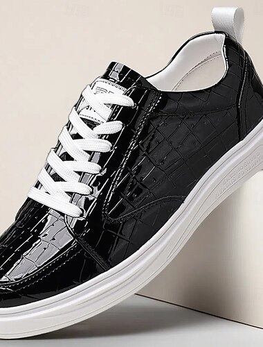  Burgunderrote Herren-Sneaker aus Kunstleder mit Krokodilmuster – stylische Schnürschuhe für den Alltag und modische Ausflüge