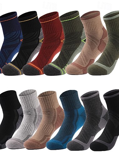  1 par de calcetines de lana merino para hombre y mujer, calcetines de senderismo, calcetines deportivos, térmicos, cálidos, transpirables, antiampollas, gruesos, para exteriores, de un cuarto de tripulación, de retazos, de lana merino, negros, azules real